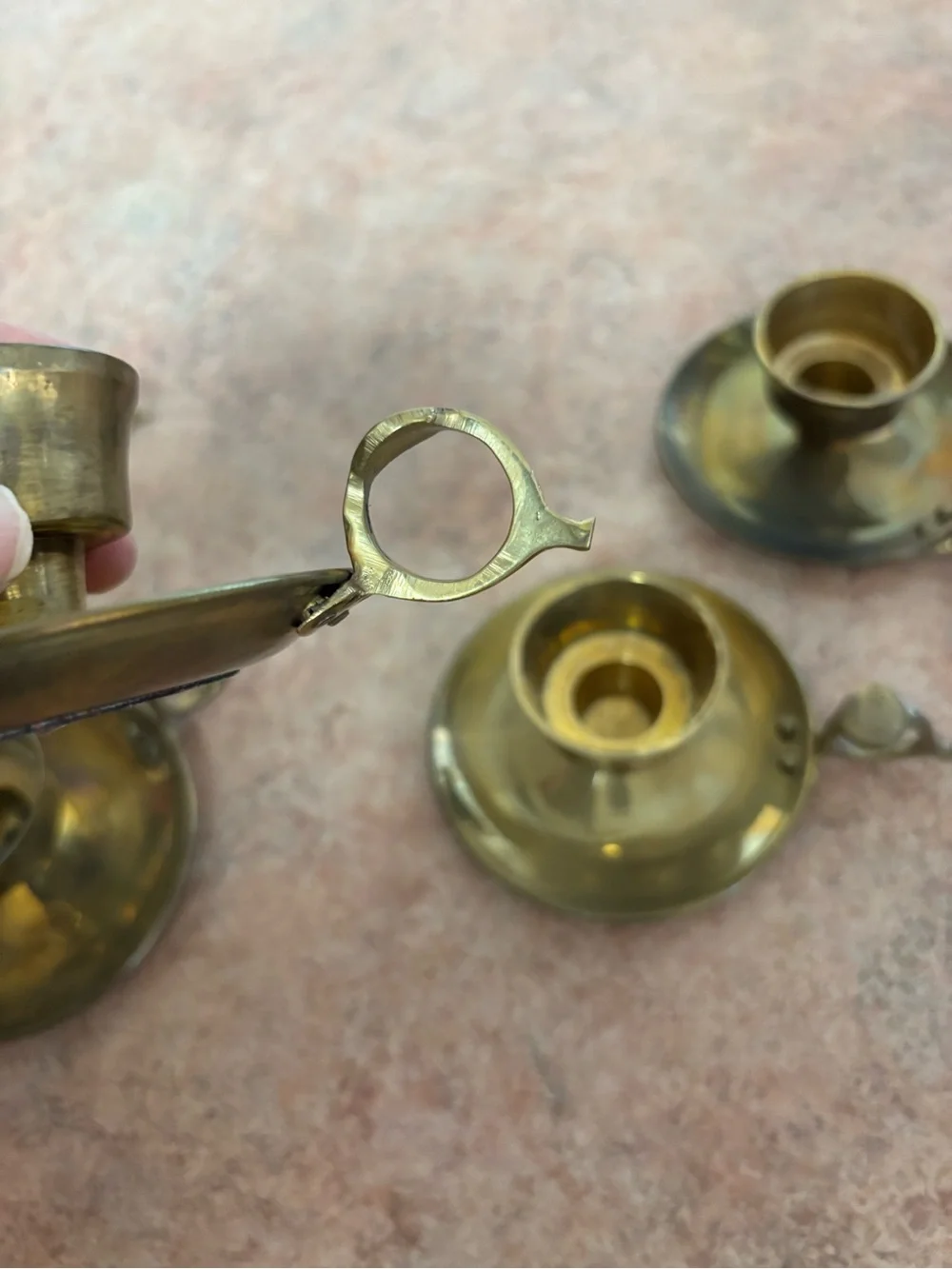 Vintage Brass Chamberstick Candle Holders - Set of 5 (Gold)